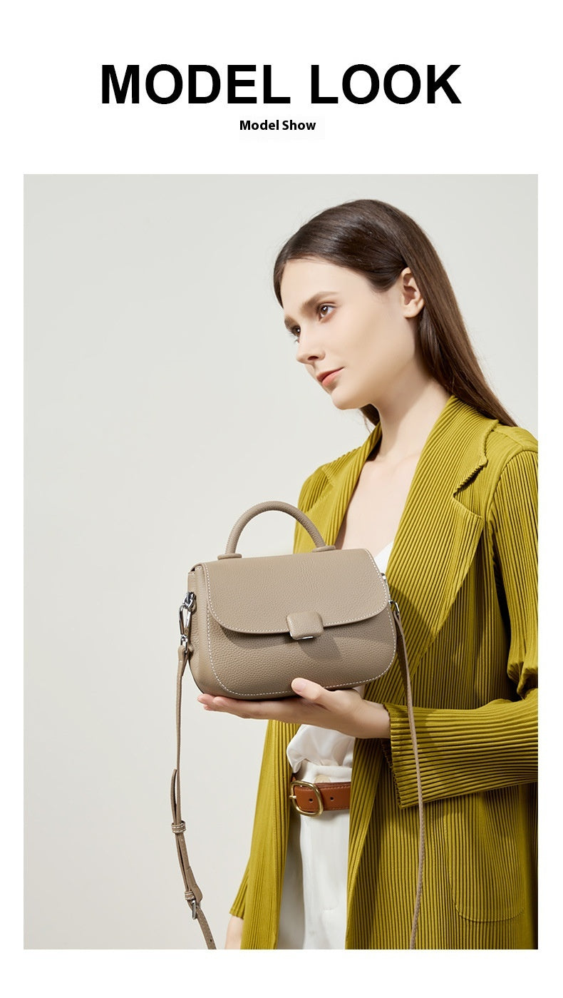 Close-up of genuine leather women’s bag texture