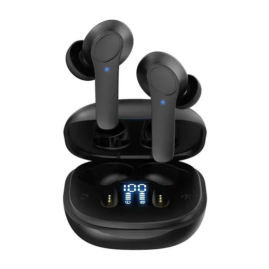 Portable Bluetooth language translation headphones in Obsidian Black, premium ABS plastic.